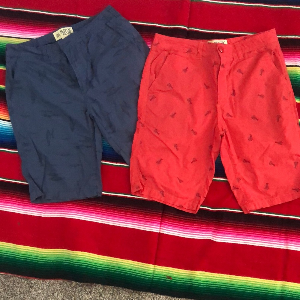 2 pair Size 14 Rustic Blue Cotton Shorts